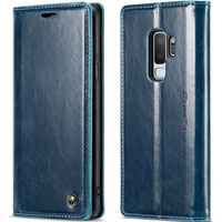 Carcasă flip CASEME pentru Samsung Galaxy S9+ Plus, Waxy Textured, albastru