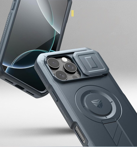 Husă blindată pentru iPhone 16 Pro Max, Dexnor CamProtect MagSafe, albastru (Două rame)