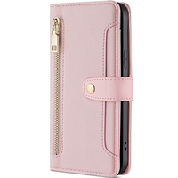 Cu clapetă pentru Samsung Galaxy S23, Wallet Zipper Pocket, roz