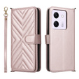 Carcasă cu clapetă pentru Xiaomi Poco M7 Pro 5G, Crossbody Leather Wallet, roz