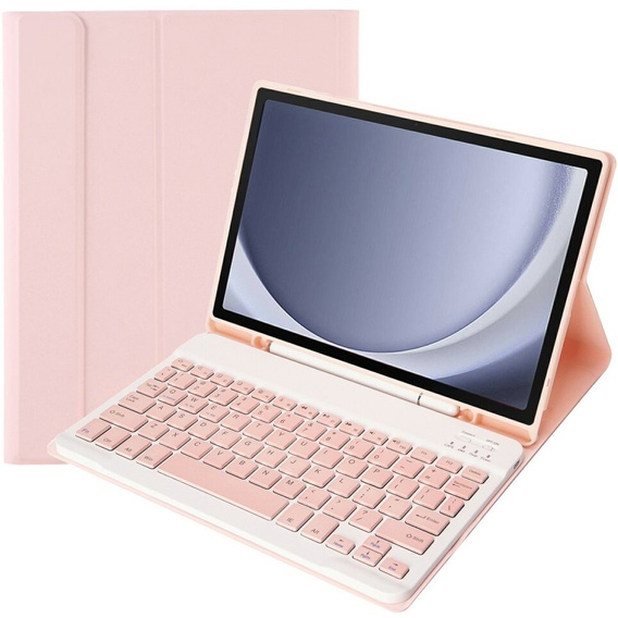 Carcasă + tastatură Samsung Galaxy Tab A9+, Leather Pen Slot, roz rose gold