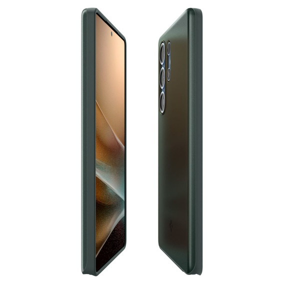 Carcasa Spigen pentru Samsung Galaxy S25 Ultra, Thin Fit Mag, verde + sticlă temperată 9H