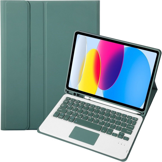 Carcasă + tastatură iPad 10.9 2022 10 Gen, TouchPad Pen Slot, verde închis