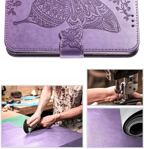 Cu clapetă pentru Oppo Reno 13 Pro, Butterfly, violet