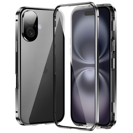 Husa pentru iPhone 16, Magnetic Dual Glass, negru