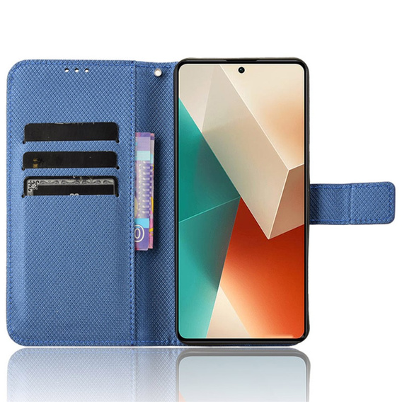 Cu clapetă pentru Xiaomi Redmi Note 13 5G, Wallet Smart Magnet, albastru