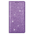 Carcasa flip pentru iPhone 16E, Card Slot Glittery, violet