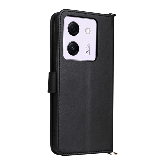Carcasă cu clapetă pentru Xiaomi Poco M7 Pro 5G, Crossbody Leather Wallet, negru