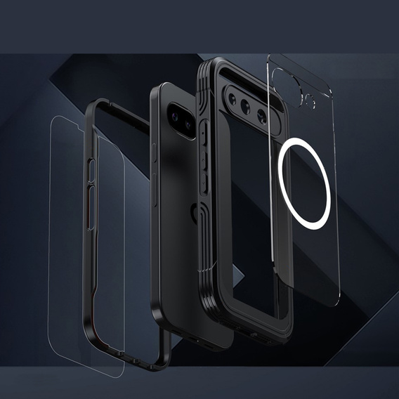 Husă rezistentă la șocuri cu sticlă, pentru MagSafe pentru Google Pixel 10a, negru