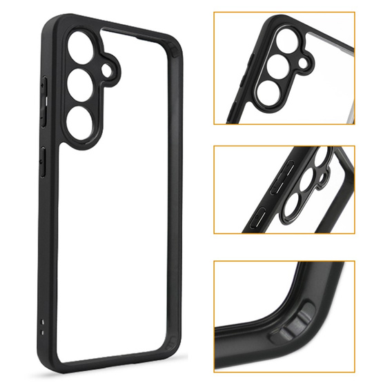 Carcasă pentru Samsung Galaxy S24+ Plus, Fusion Hybrid, cu protecție pentru camera foto, transparent / negru
