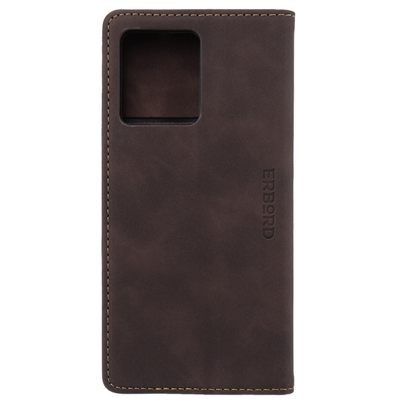 Husă pentru Motorola Edge 40 Neo, ERBORD Vintage, portofel cu clapetă, cafea