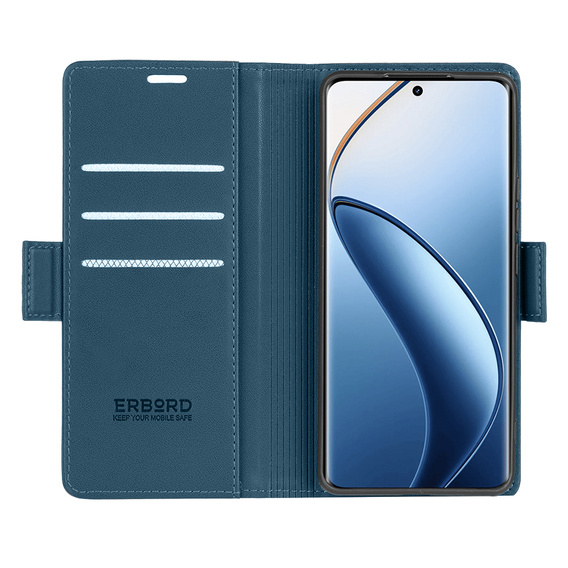 Husă pentru Realme 12 Pro 5G / 12 Pro+ 5G, ERBORD Glossy Litchi, portofel cu clapetă, albastru