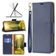 Cu clapetă pentru Samsung Galaxy A25 5G, Wallet Litchi Leather, albastru închis + sticlă 9H
