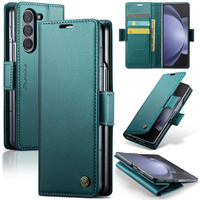 Husa cu clapetă CASEME pentru Samsung Galaxy Z Fold6 5G, Litchi Wallet, verde