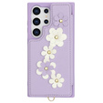 Husa pentru Samsung Galaxy S24 Ultra, Leather Flower Card Slot, violet