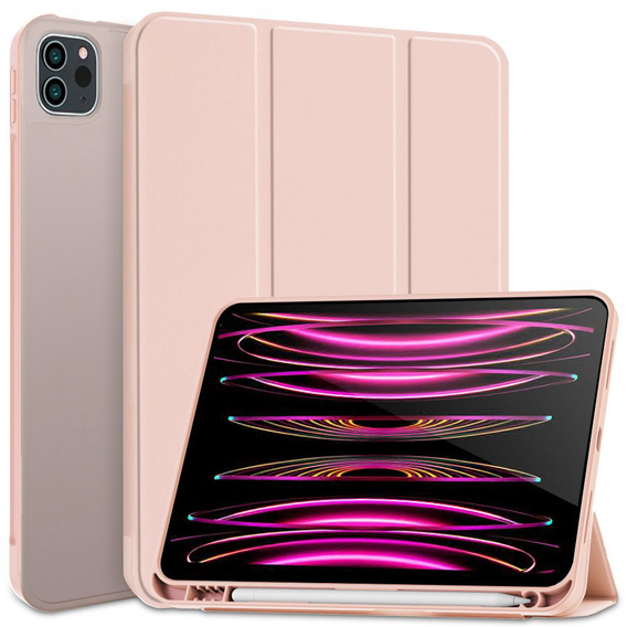 Carcasă pentru iPad Pro 12.9" 2022/2021/2020 (6/5/4 gen.), Smart Pencil, cu suport pentru stylus, roz
