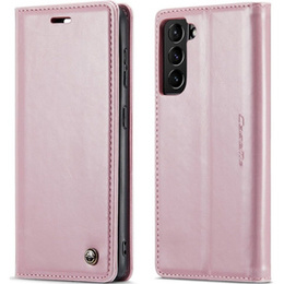 Carcasă flip CASEME pentru Samsung Galaxy S21 FE, Waxy Textured, roz
