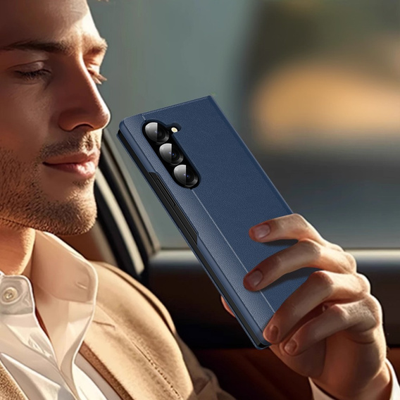 Husă cu clapetă pentru Samsung Z Fold6 5G, Smart View Wallet, albastru închis