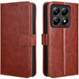 Cu clapetă pentru Xiaomi 14T, Crazy Horse Wallet, maro