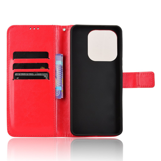 Cu clapetă pentru Xiaomi Redmi Note 14 4G, Crazy Horse Wallet, roșu