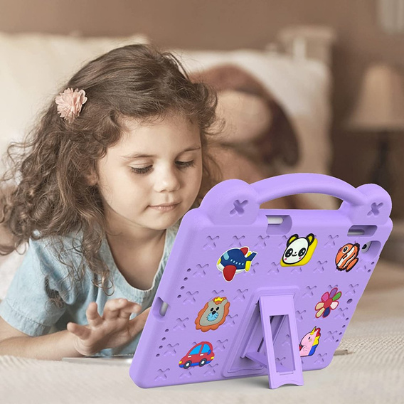 Husă pentru copii pentru iPad 9.7" 2018/2017 (6/5 gen.) / Pro 9.7" 2016, Cute Patterns, cu suport, violet