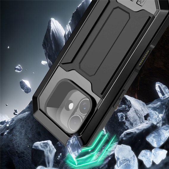 Husă blindată R-JUST cu protecție pentru ecran și suport pentru iPhone 17