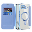Cu clapetă pentru Google Pixel 9A, RFID Wallet MagSafe CamShield, albastru