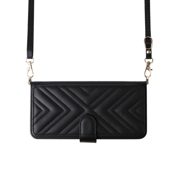 Carcasă cu clapetă pentru Samsung Galaxy S25 Edge, Crossbody Leather Wallet, negru
