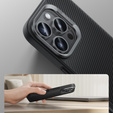 Carcasa BENKS Kevlar pentru iPhone 16 Pro, pentru MagSafe, Carbon Fiber, negru