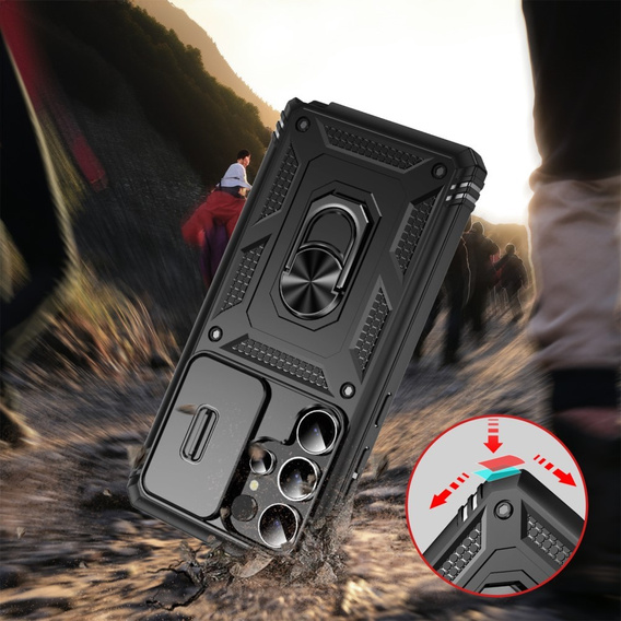 Husă pentru Samsung Galaxy S25 Ultra, KickStand Camera Lens, negru