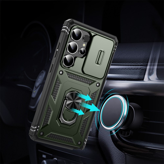 Husă pentru Samsung Galaxy S25 Ultra, KickStand Camera Lens, verde închis