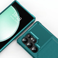 Husa pentru Samsung Galaxy S24 Ultra, Card Holder Kickstand, verde