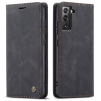 Husa CASEME pentru Samsung Galaxy S22 5G, Leather Wallet Case, negru