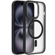 Husă pentru iPhone 16 Pro, pentru MagSafe, ERBORD Matt Case, transparent / negru + sticlă pentru ecran