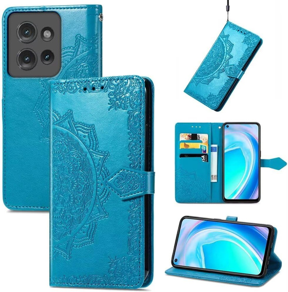 Cu clapetă pentru Motorola Edge 50 Neo / Motorola ThinkPhone 25, Mandala, albastru
