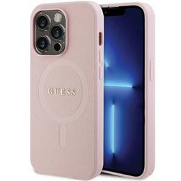 GUESS Huse pentru iPhone 14 Pro, Saffiano MagSafe, roz