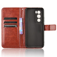 Cu clapetă pentru Oppo Reno 12, Crazy Horse Wallet, maro