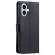 Husă cu clapetă pentru iPhone 16, Rhombus Crossbody Leather, negru