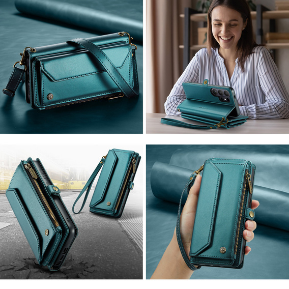 Husă din piele CASEME RFID pentru Samsung Galaxy S26 Ultra, verde