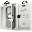 Karl Lagerfeld Huse pentru iPhone 14 Pro Max, Saffiano Karl's Head Patch, de argint
