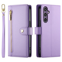 Cu clapetă pentru Samsung Galaxy S25+ Plus, Wallet Zipper Pocket, violet
