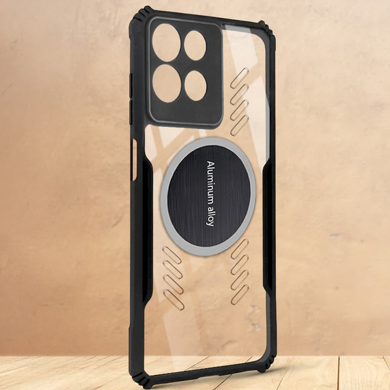 Carcasă pentru Motorola Moto G15 / Motorola Moto G15 Power, cu placă magnetică, transparent / negru