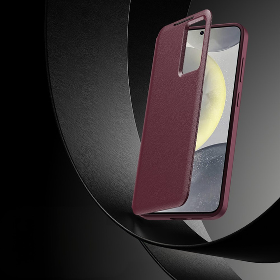 Husă cu clapetă pentru Samsung Galaxy S25+ Plus, Smart View Wallet, maroon