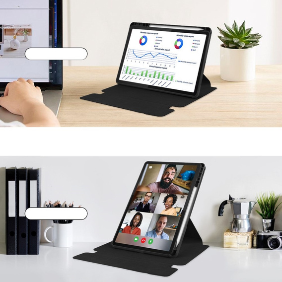 Husă pentru tastatură pentru Lenovo Tab M11 10.95" / Idea Tab 11" / Tab K11 11" (2 gen.), Rotary 360° Leather, negru