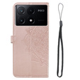 Cu clapetă pentru Xiaomi Poco X6 Pro 5G, Mandala, roz rose gold