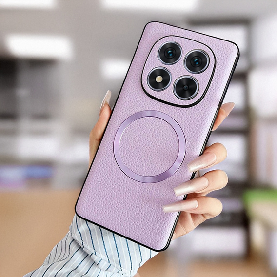 Huse pentru Xiaomi Redmi Note 14 Pro 5G, Leather Hybrid MagSafe, violet