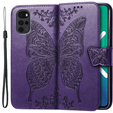 Cu clapetă pentru Motorola Moto G22, Butterfly, violet