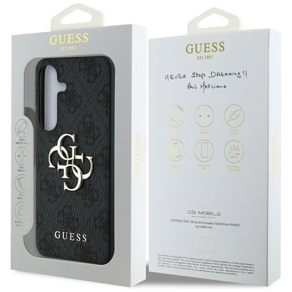 GUESS Huse pentru Samsung Galaxy S25, 4G Big Metal Logo, negru