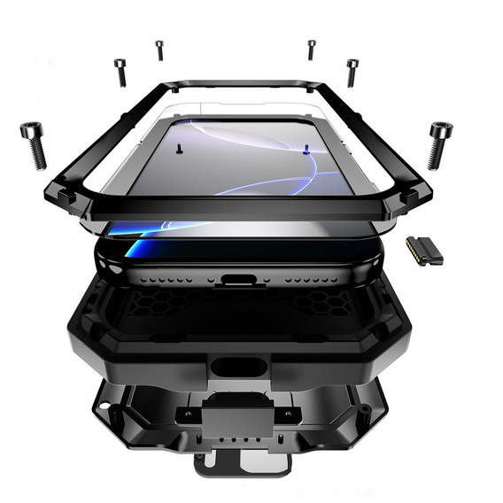 Husă blindată R-JUST cu protecție pentru ecran și suport pentru iPhone 17 Pro