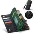 Husă CASEME pentru Samsung Galaxy S25 Ultra, Retro Leather Wallet, cu curea de umăr, negru